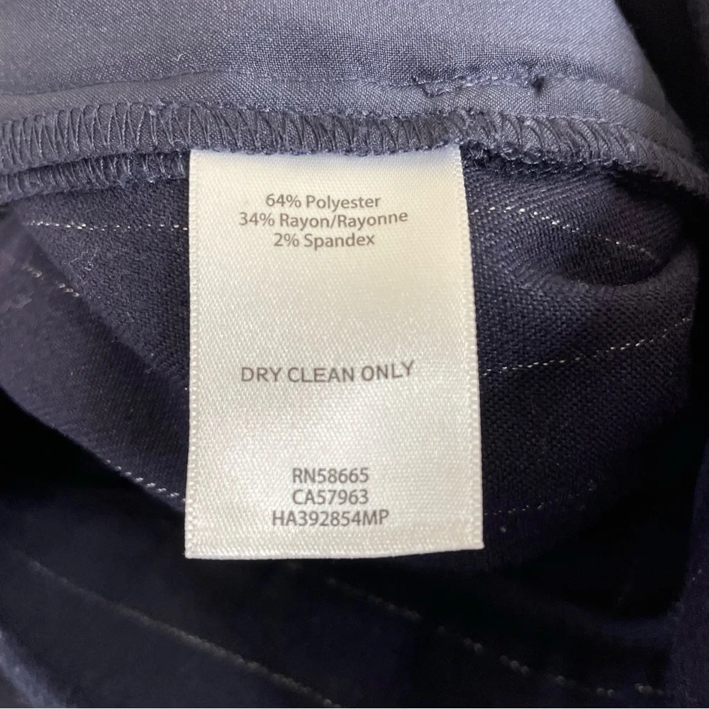 Halogen Navy Pinstriped Wide Leg Trousers with Attached Belt